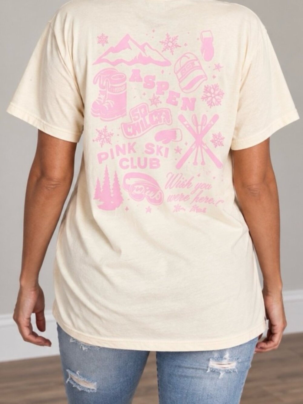 Victoria's Secret PINK Aspen Ski Club Campus Tee Graphic T-Shirt Size Small